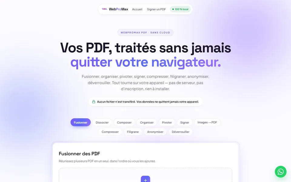 Page d'accueil de Outils PDF